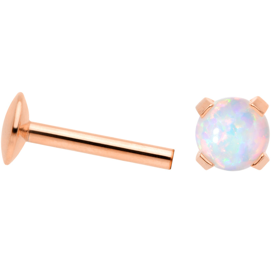 16G 5/16 4mm Syn Opal Rose Gold G23 Titanium Internal Thread Labret