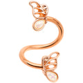 White Faux Opal Rose Gold Tone Butterfly Spiral Twister Belly Ring