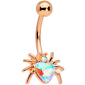 Aurora Gem Rose Gold Tone Sexy Heart Spider Belly Ring