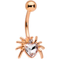 Clear Gem Rose Gold Tone Sexy Heart Spider Belly Ring