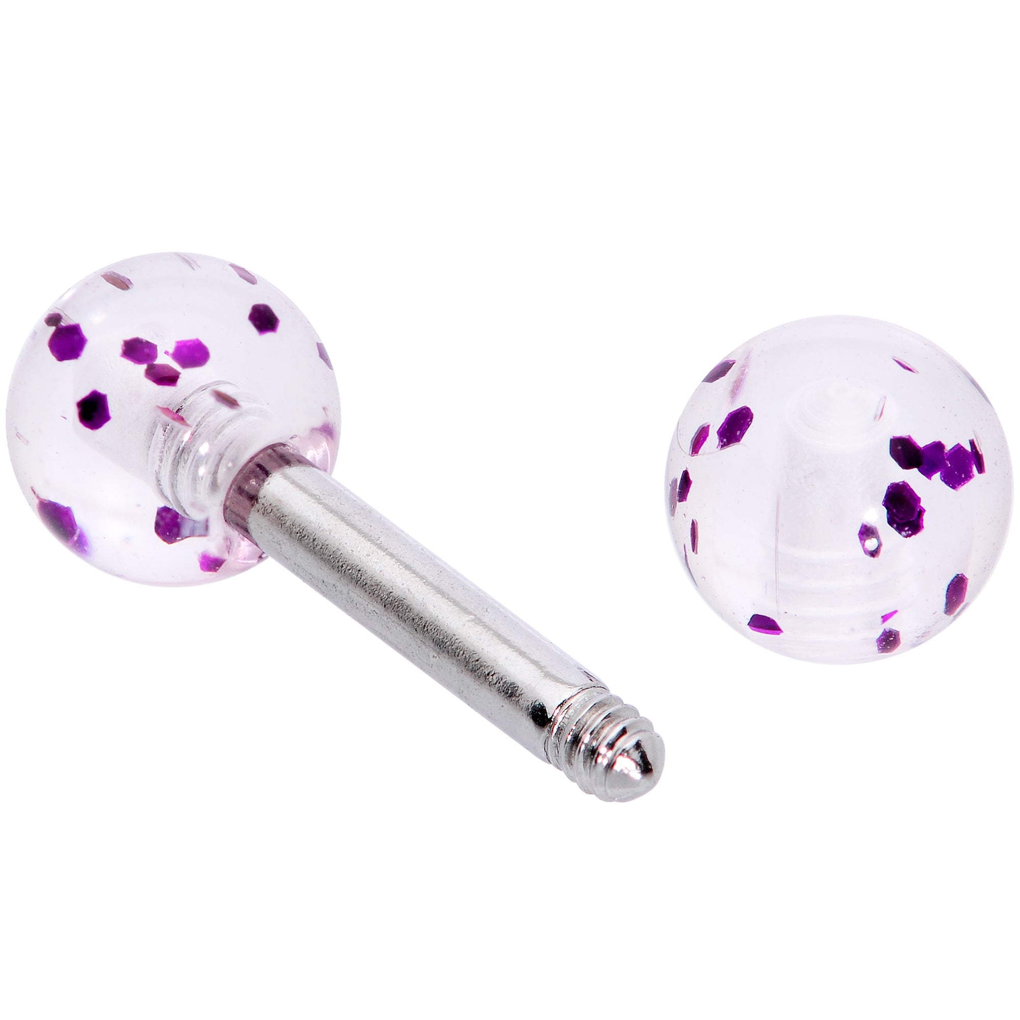 16G 1/4 Purple Splatter Straight Barbell Cartilage Tragus Earring
