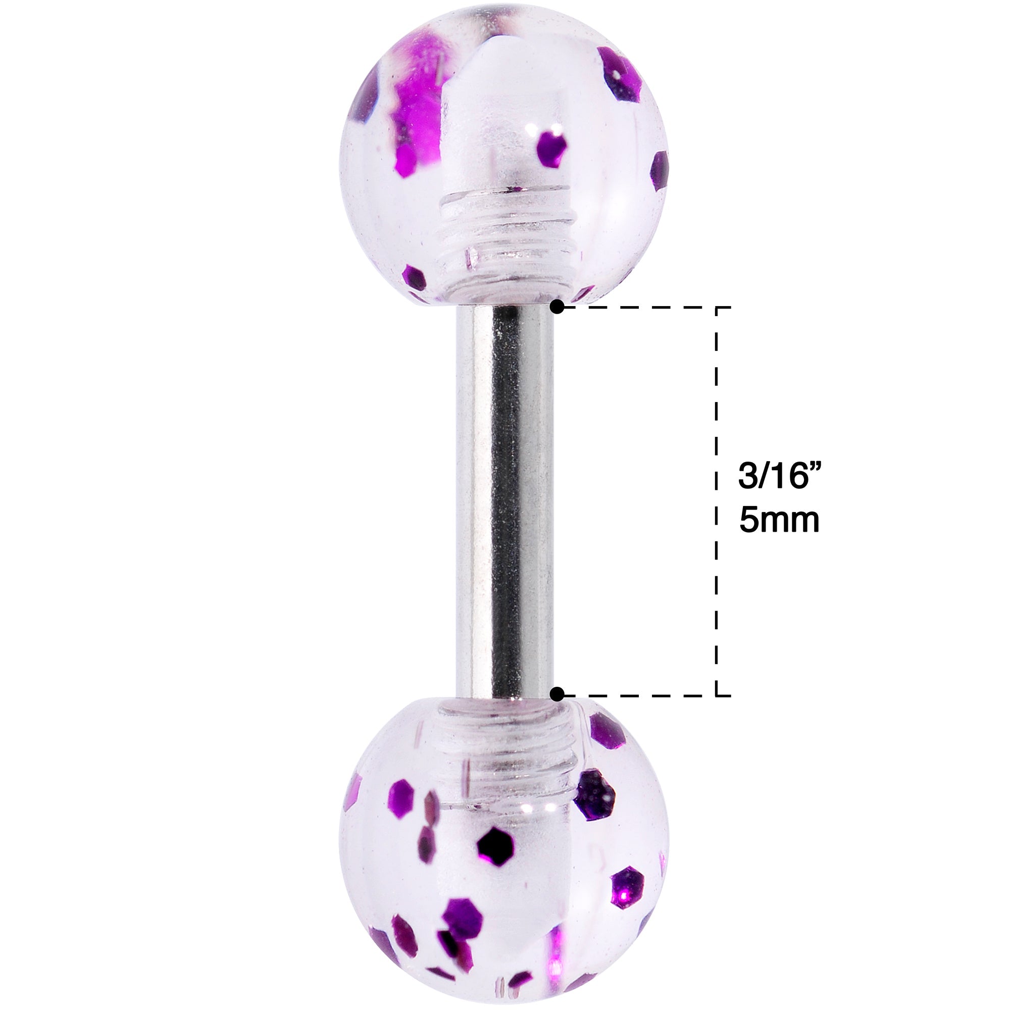 16G 1/4 Purple Splatter Straight Barbell Cartilage Tragus Earring