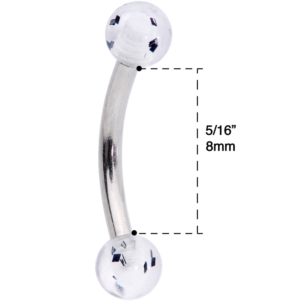 16G 5/16 Black Splatter Curved Eyebrow Ring