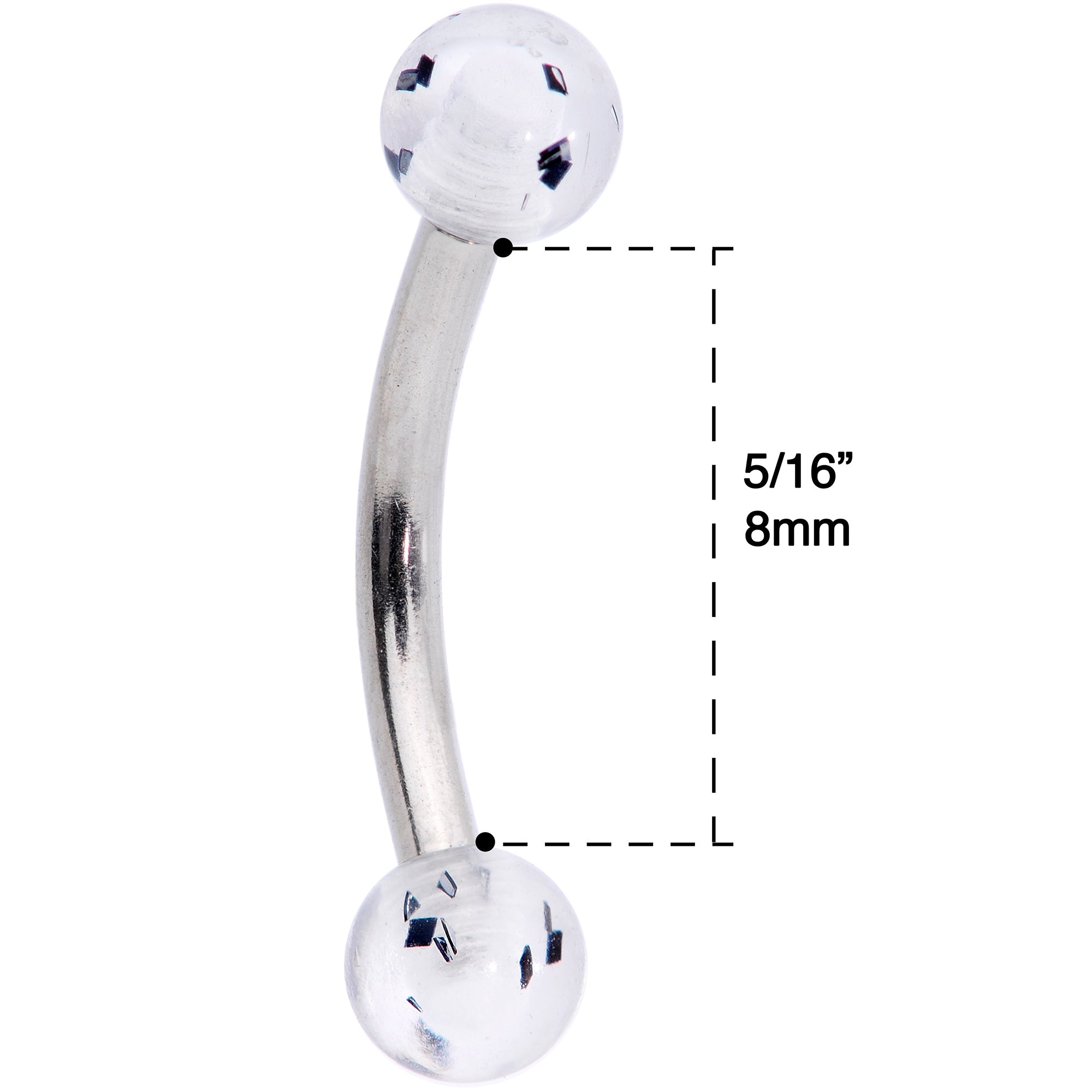 16G 5/16 Black Splatter Curved Eyebrow Ring