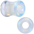 Translucent White Glass Tunnel Plug Set 2G to 1 Inch