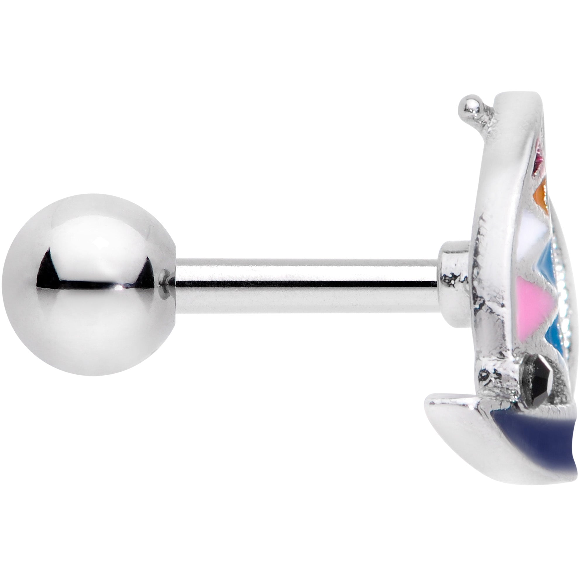 16G 1/4 Black Gem Pink Teal Nautical Sailboat Cartilage Tragus