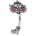 Clear Pink Gem Royal Owl Key Double Mount Belly Ring
