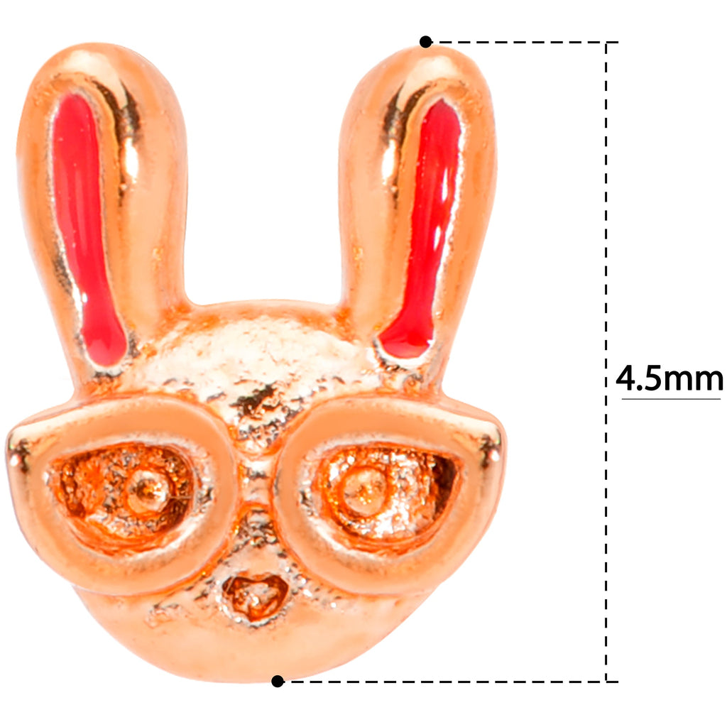 18G 5/16 Pink Rose Gold Tone Nerdy Easter Bunny L Shaped Nose Ring