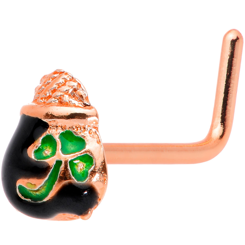 20G 5/16 Rose Gold Tone Pot O Gold L Shaped Nose Ring