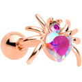 16G 1/4 Aurora Gem Rose Gold Tone Heart Spider Cartilage Tragus