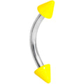 16G 5/16 Yellow Glow in the Dark Cone End Curved Eyebrow Ring