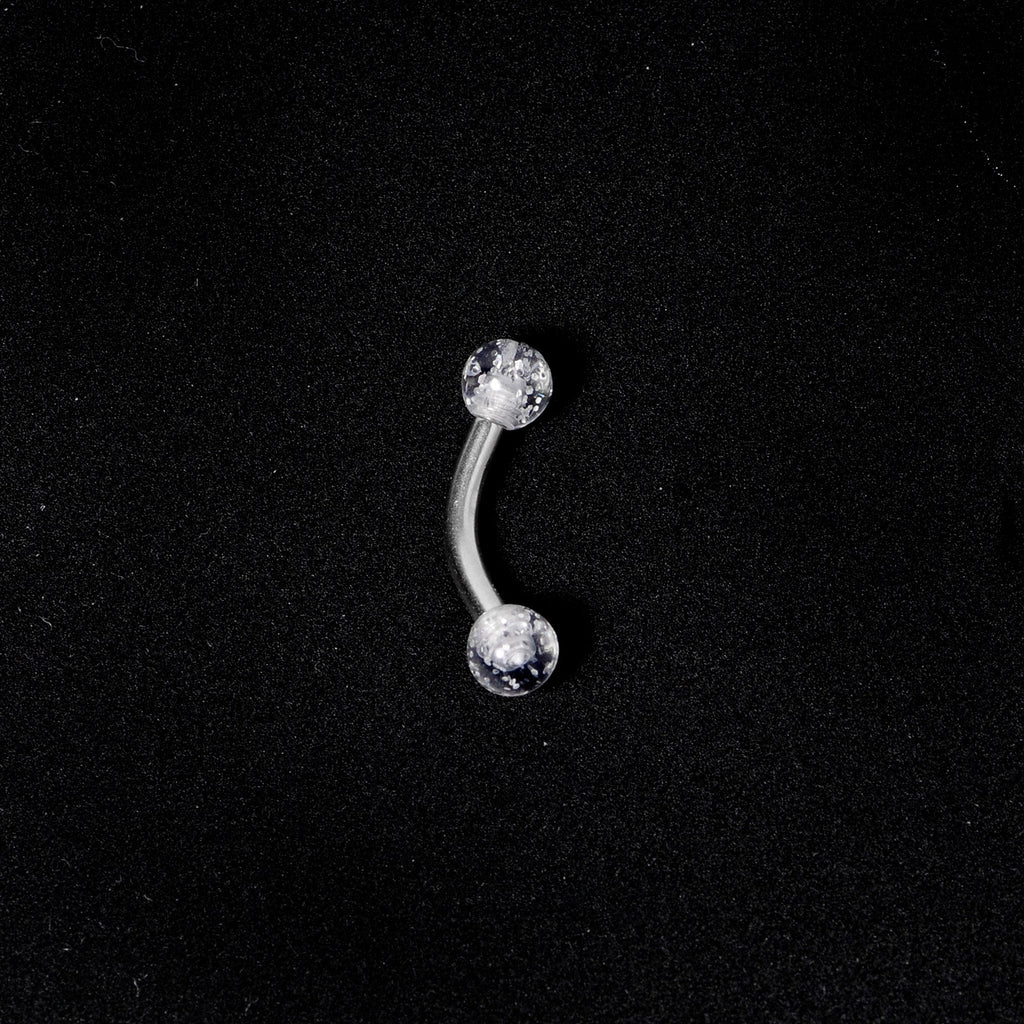 14G 5/16 Clear Speckled Acrylic End Curved Eyebrow Ring