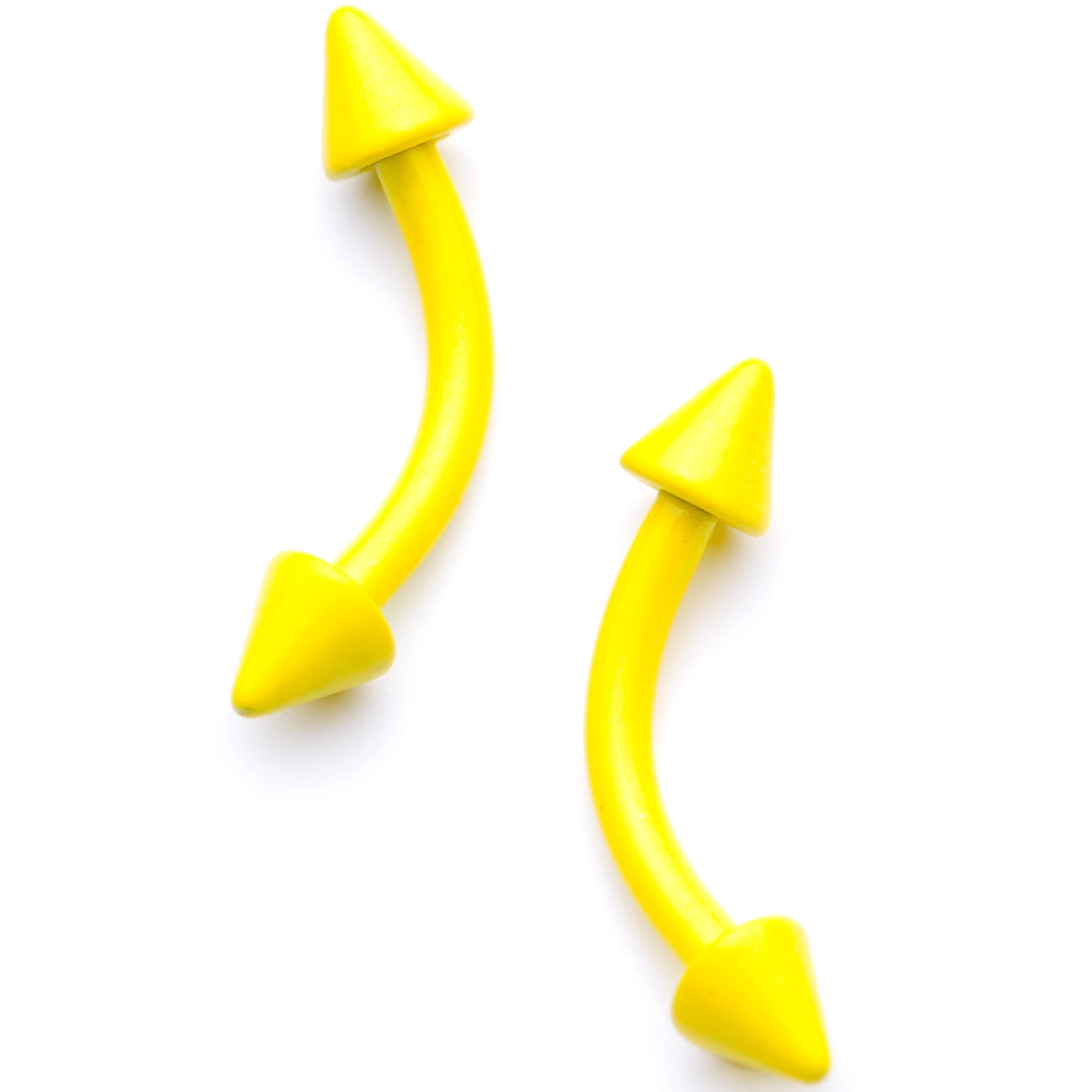 16G 5/16 Yellow Glow in the Dark Cone End Curved Barbell Set of 2