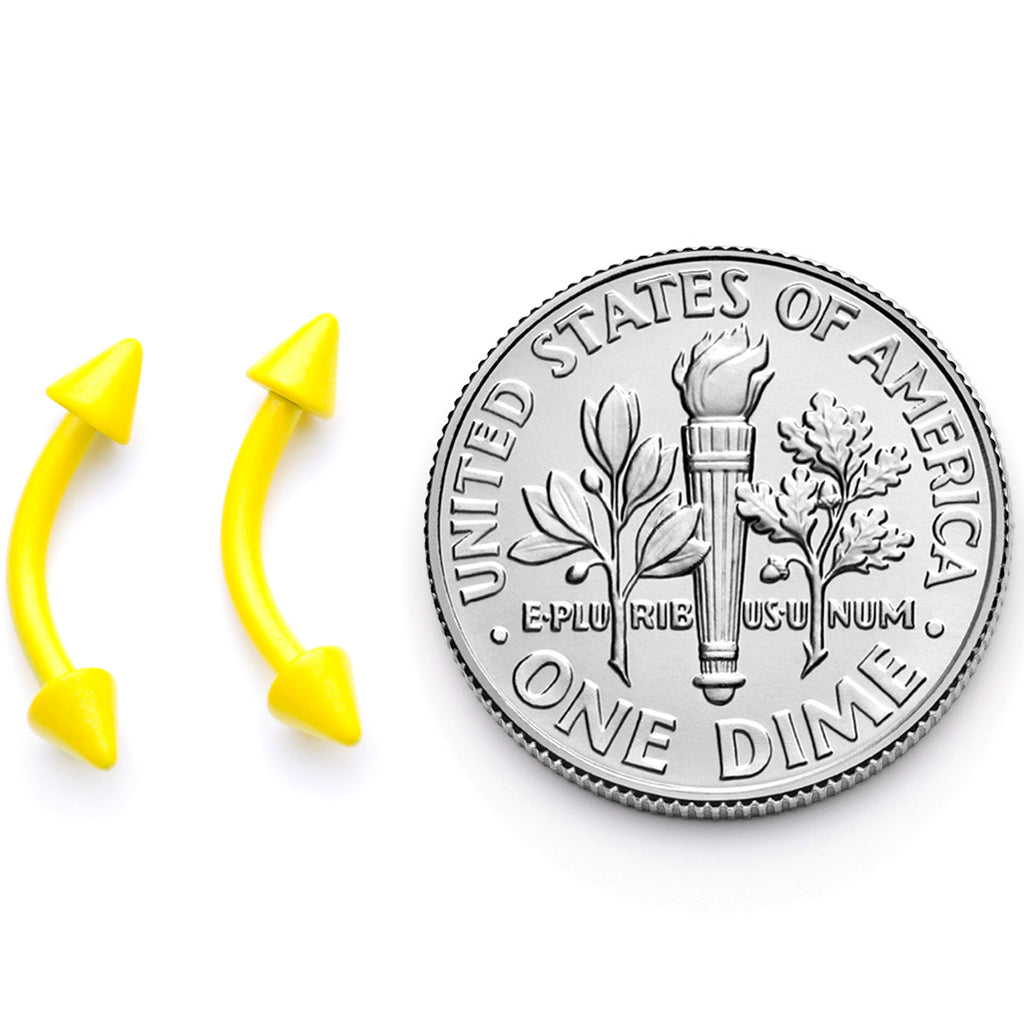 16G 5/16 Yellow Glow in the Dark Cone End Curved Barbell Set of 2