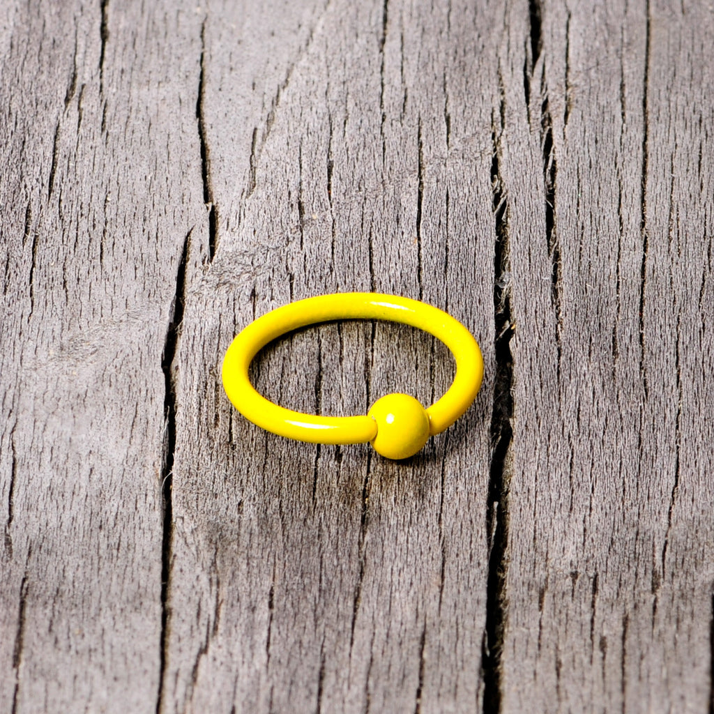 16G 3/8 Yellow Glow in the Dark BCR Captive Ring Set of 2