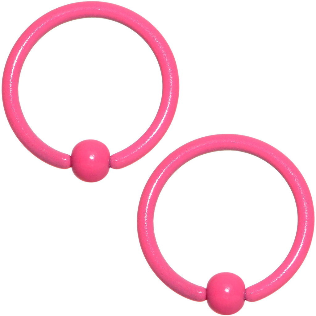 16G 3/8 Pink Glow in the Dark BCR Captive Ring Set of 2