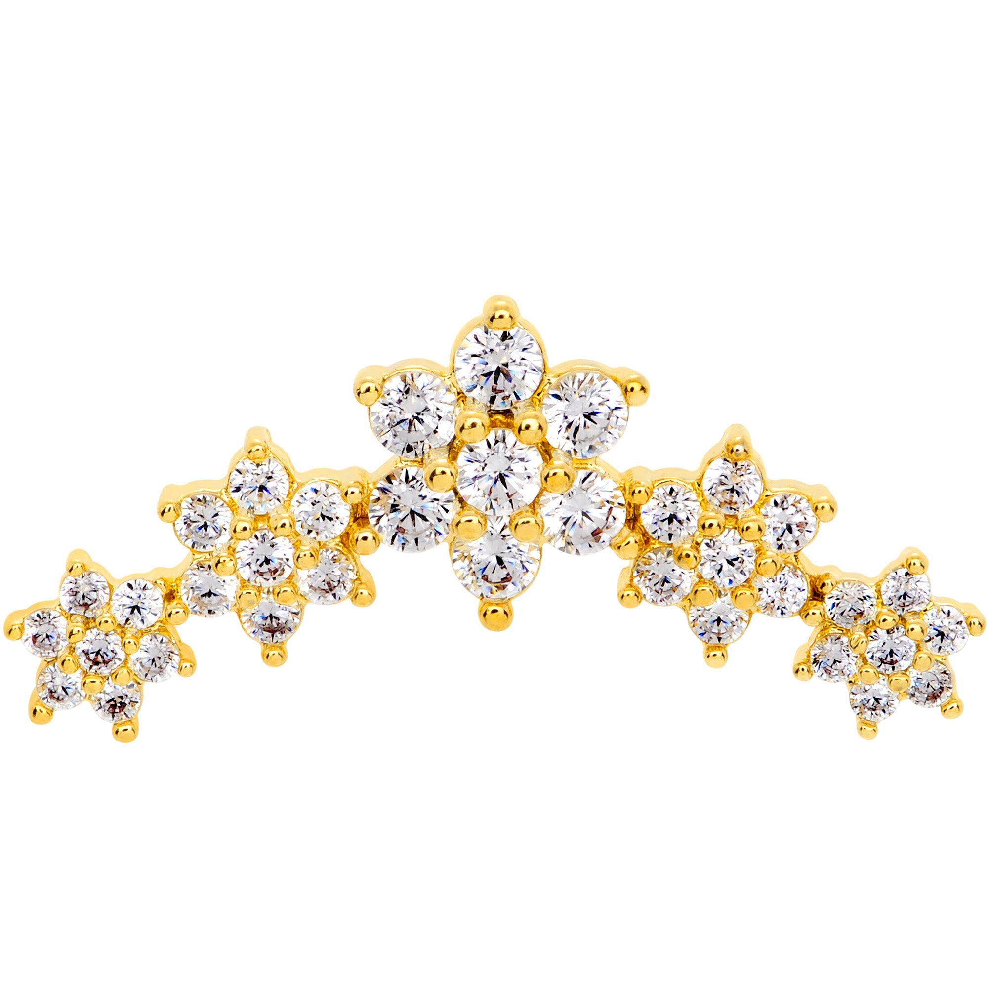 16G 1/4 Clear CZ Gem Gold Tone Floral Internal Thread Labret