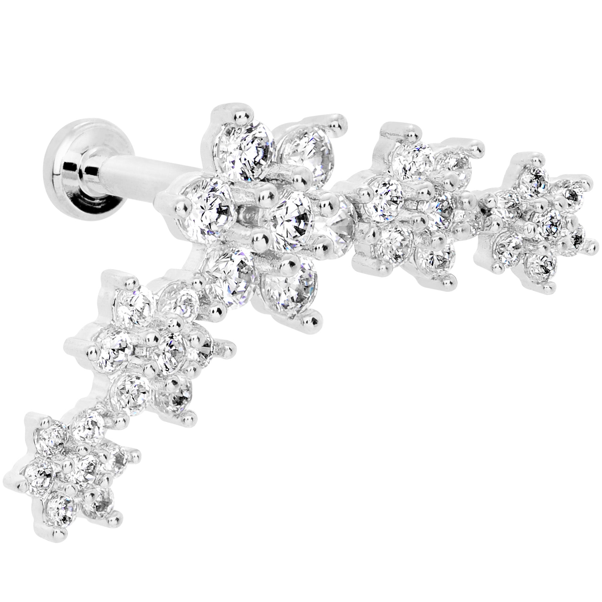 16G 5/16 Clear CZ Gem Floral Internal Thread Labret