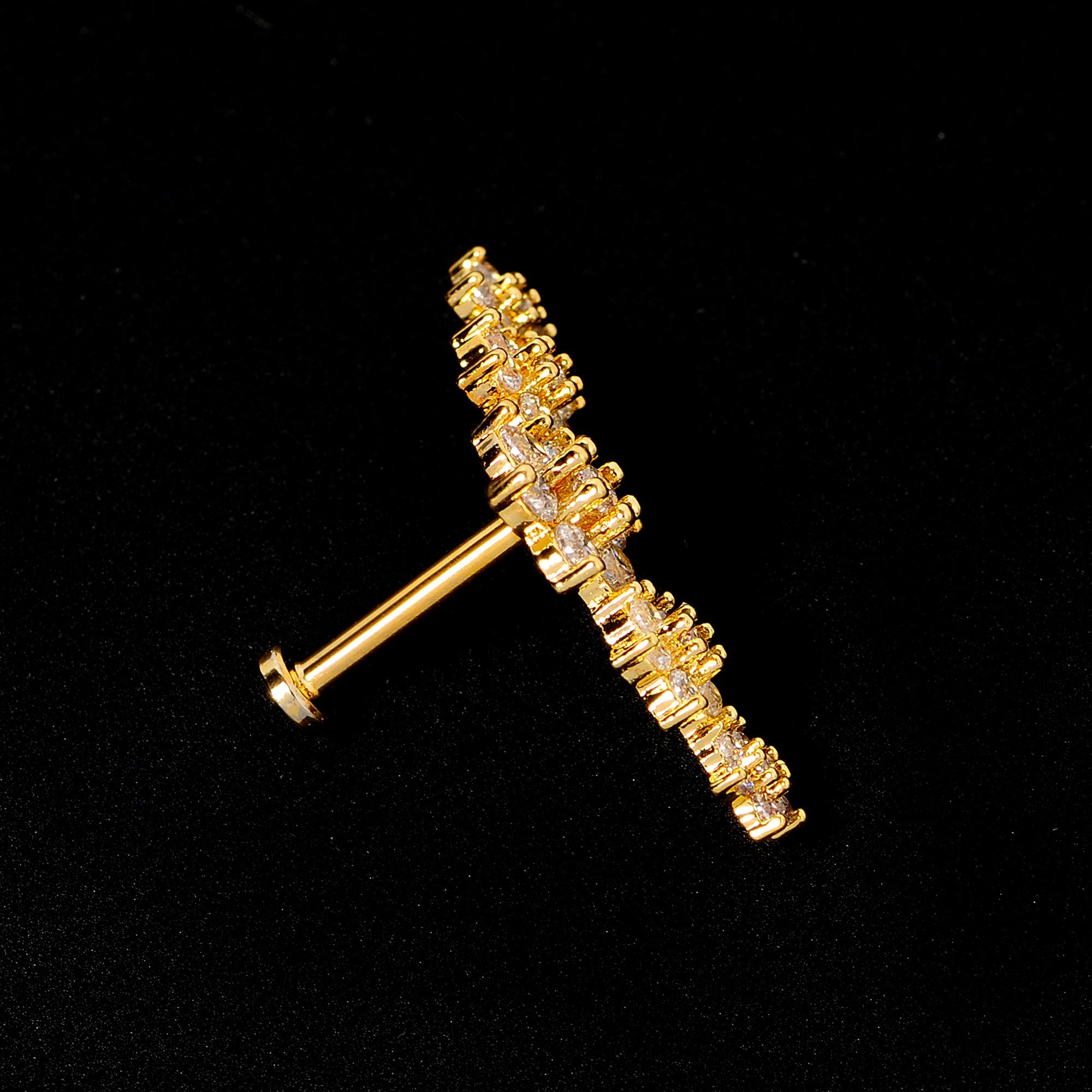 16G 5/16 Clear CZ Gem Gold Tone Floral Internal Thread Labret