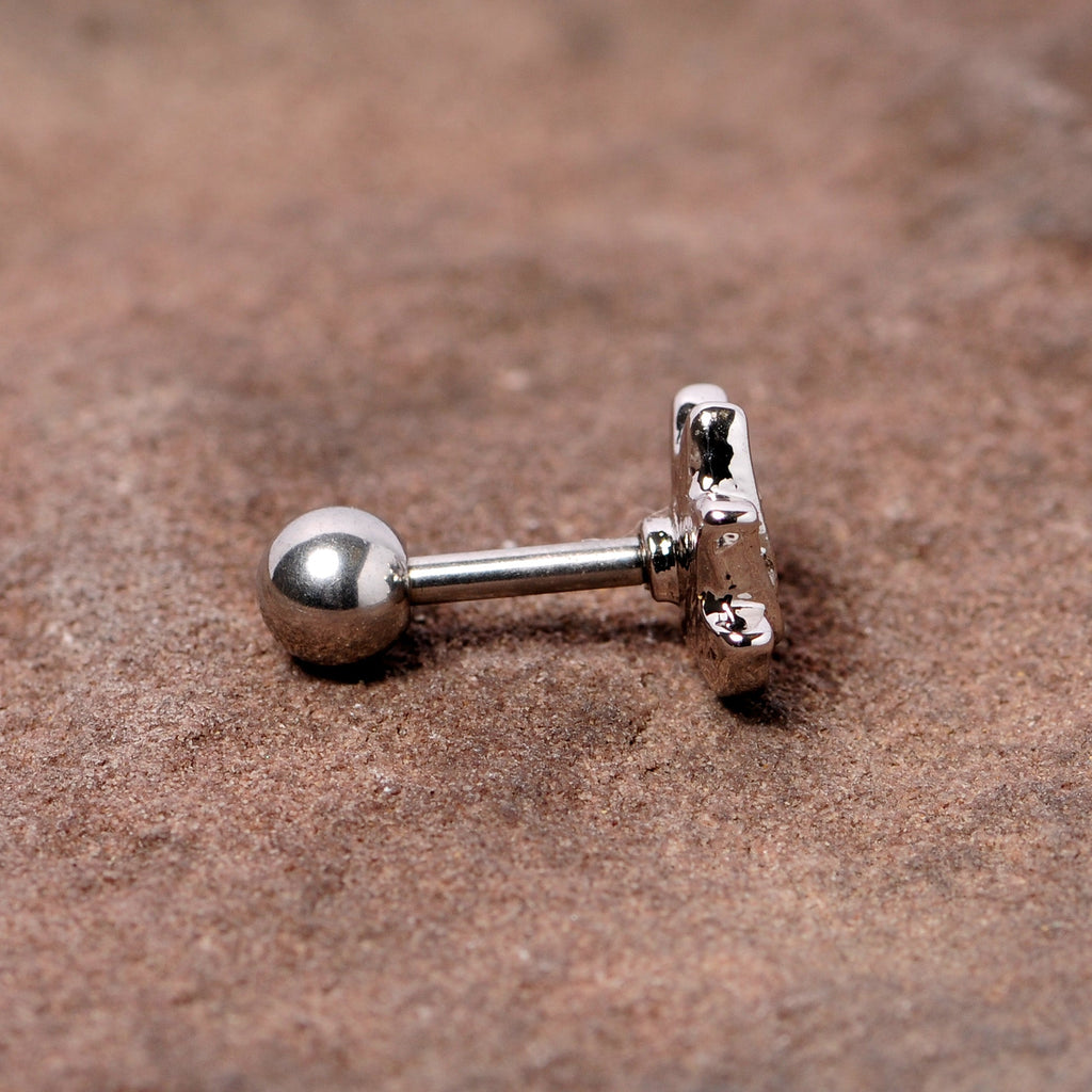 16G 1/4 Clear Gem Lotus Flower Cartilage Tragus Earring