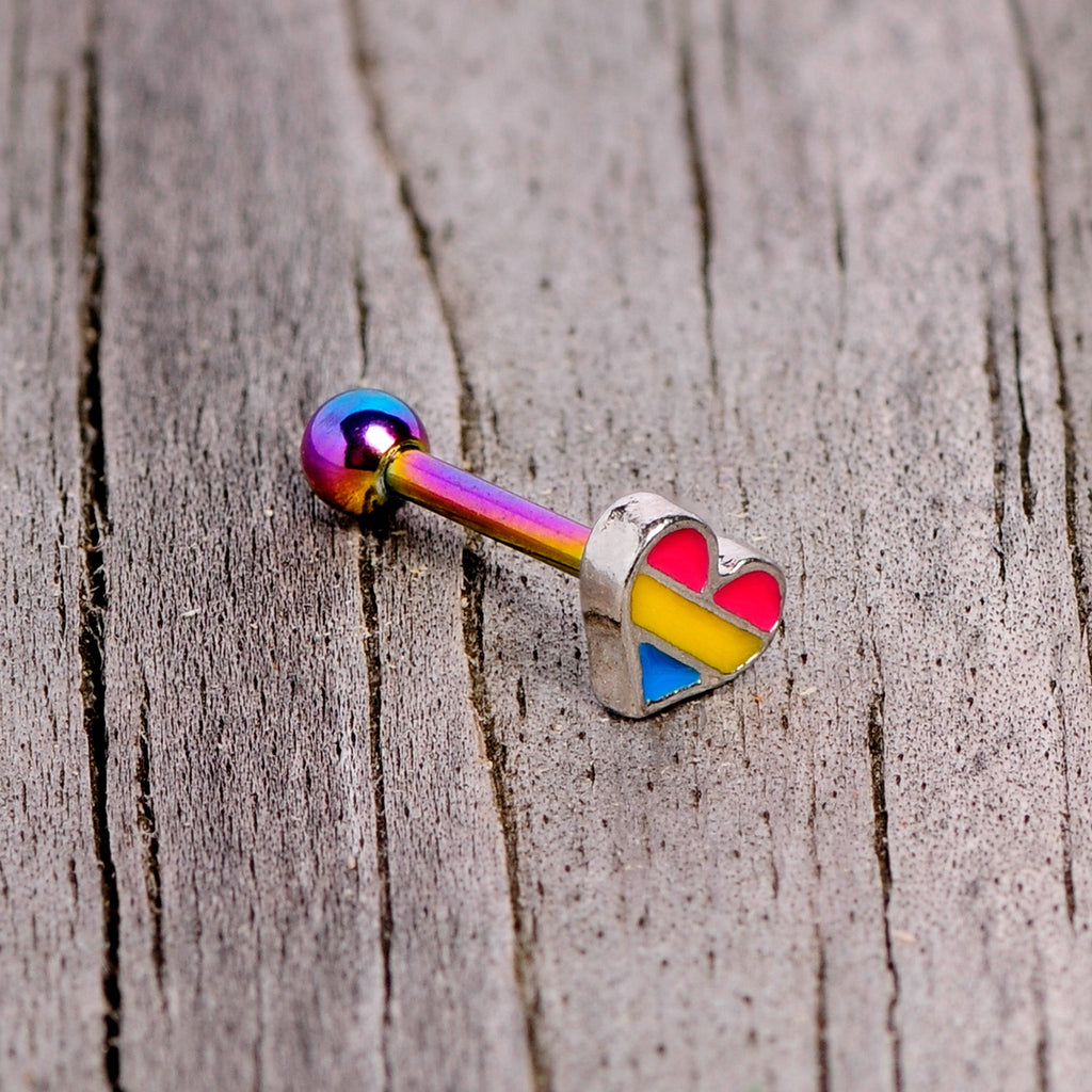 16G 5/16 Pink Blue Rainbow Pansexual Pride Heart Cartilage Tragus
