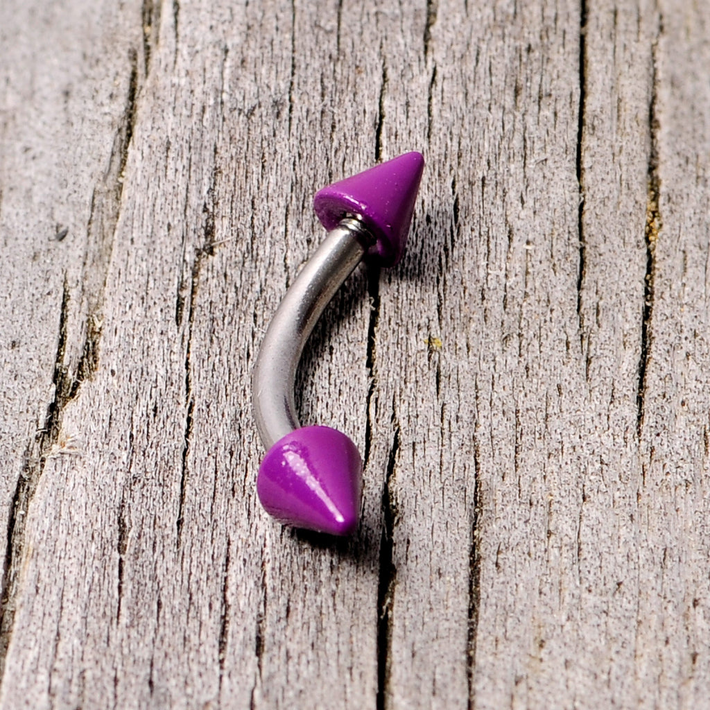 16G 5/16 Purple Cone End Curved Eyebrow Ring
