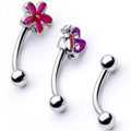 16G 5/16 Clear Gem Purple Butterfly Curved Eyebrow Ring Set of 3