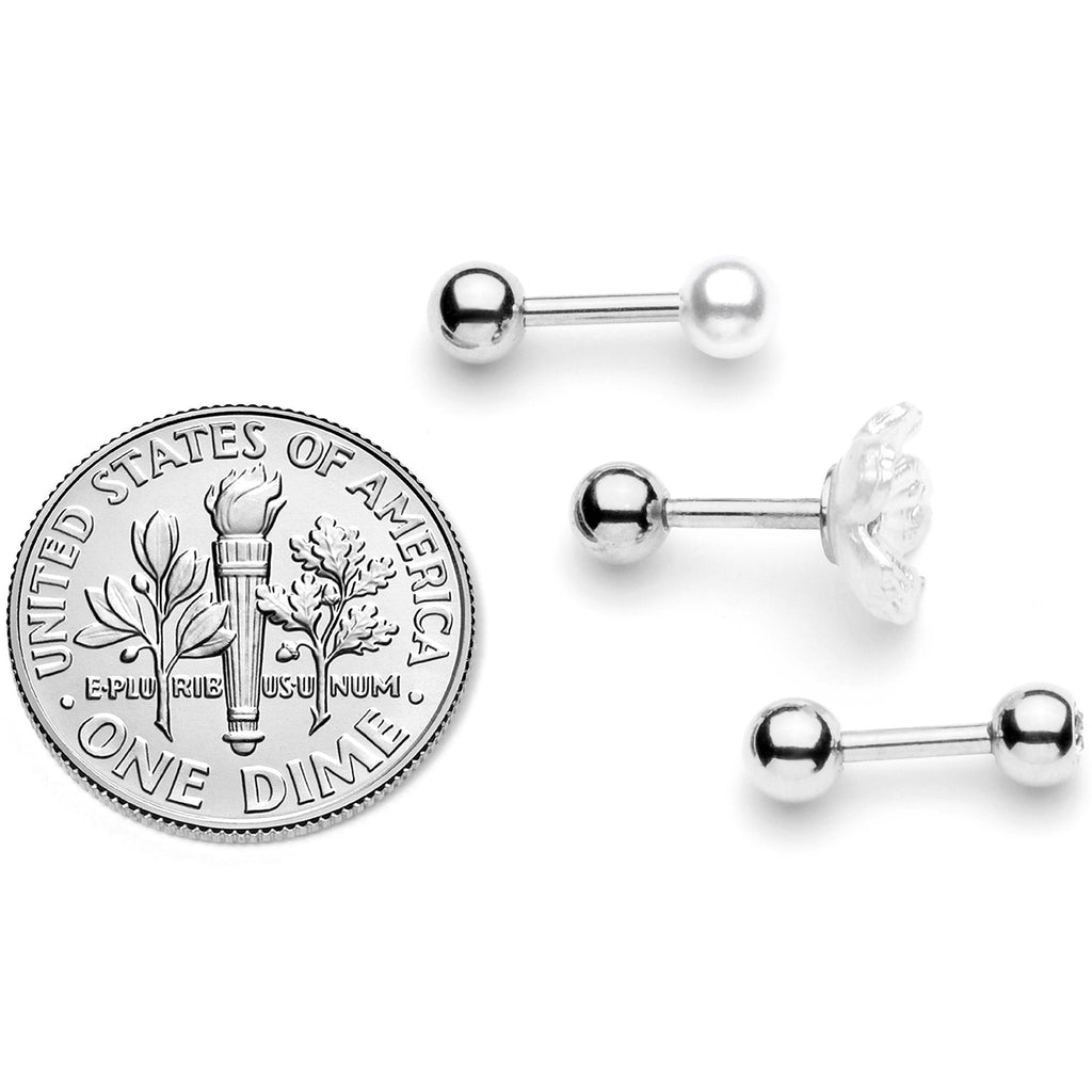 16G 1/4 Clear Gem Flower Cartilage Tragus Set of 3
