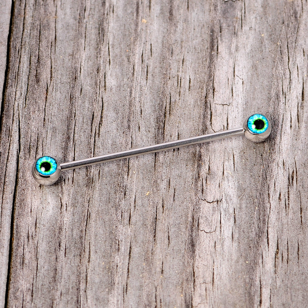 14G Haunting Human Eyeball Halloween Industrial Barbell 38mm