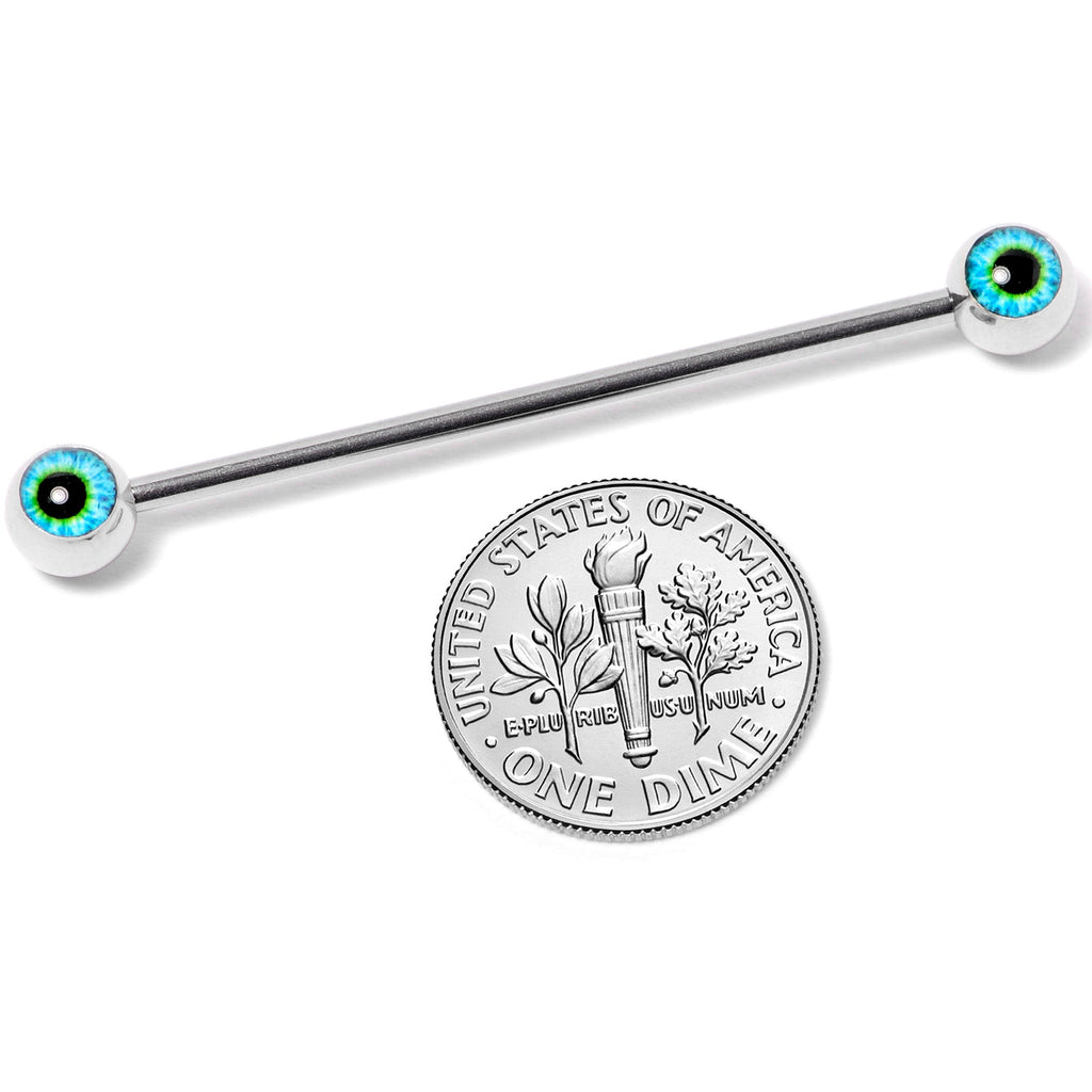 14G Haunting Human Eyeball Halloween Industrial Barbell 38mm