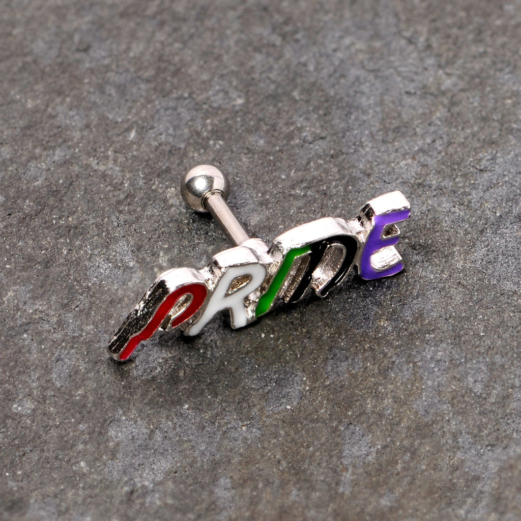 16G 1/4 Multicolor Rainbow Pride Cartilage Tragus Earring