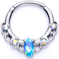 16G 3/8 Aurora Aqua CZ Gem Lacy Septum Clicker