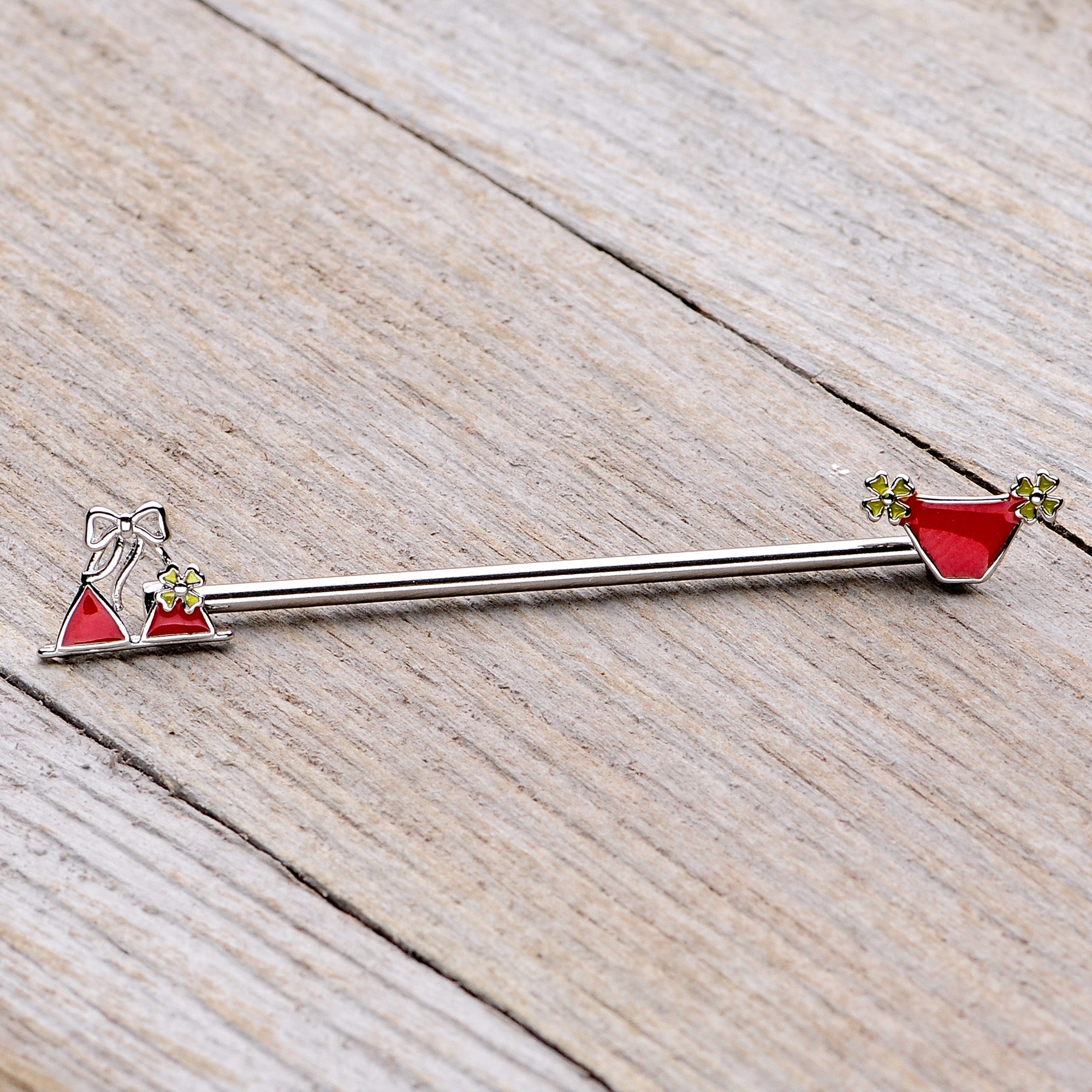 14G Red Itty Bitty Bikini Industrial Barbell 38mm