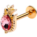 16G 5/16 Pink Gem Gold Tone Tulip Flower Labret Monroe Tragus
