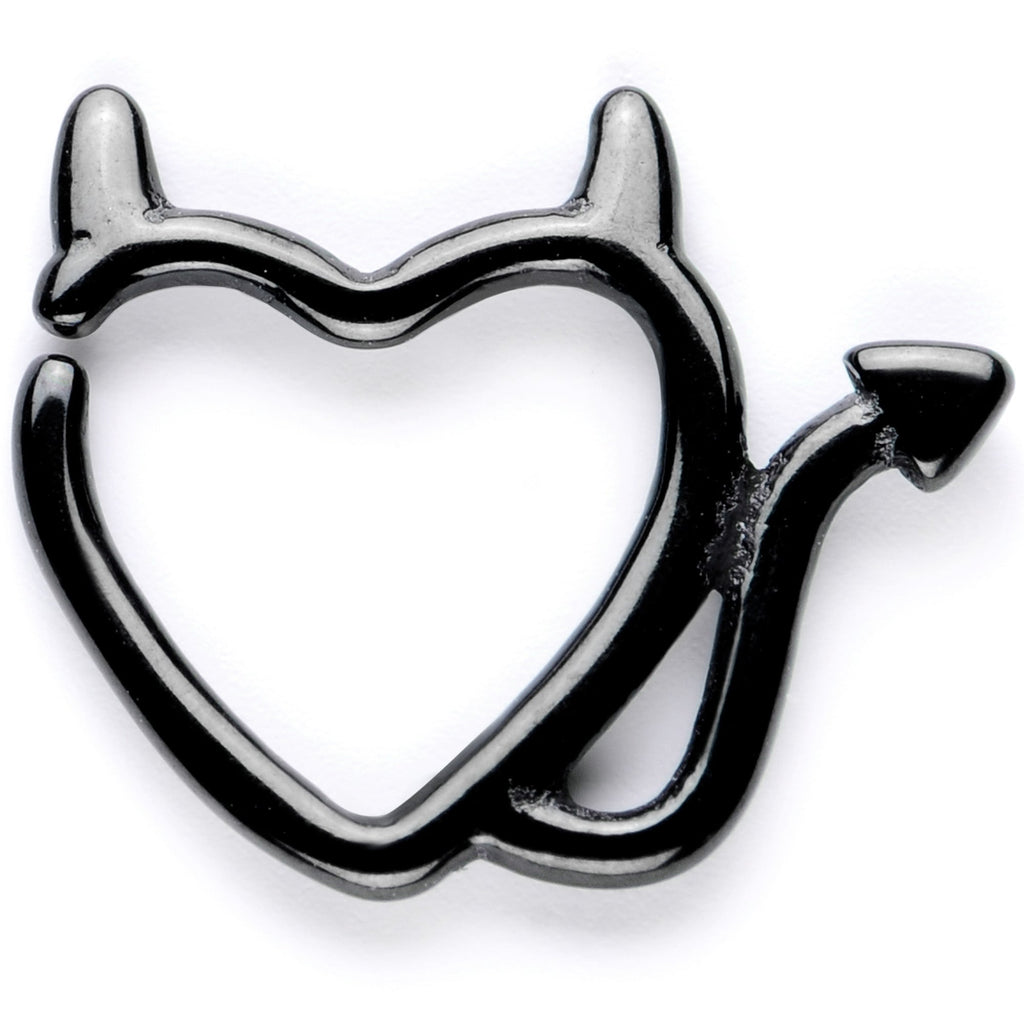 16G 5/16 Black Little Devil Halloween Heart Closure Ring