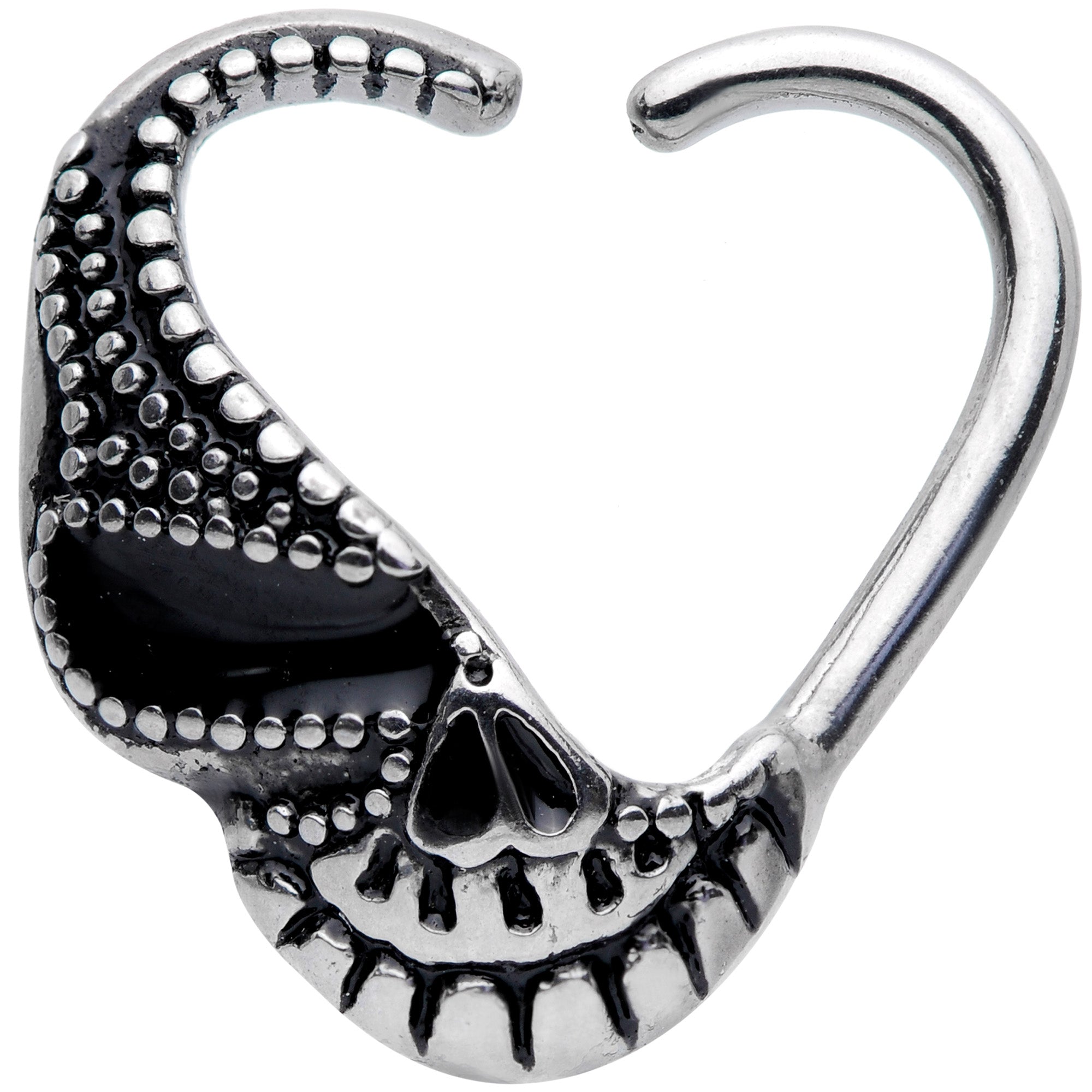 16G 3/8 Skull Halloween Right Heart Closure Ring