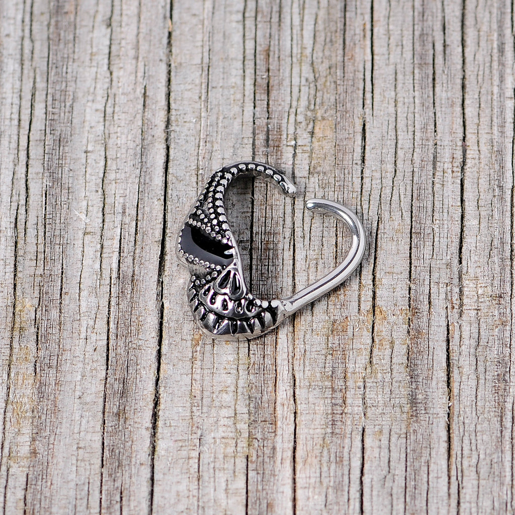 16G 3/8 Skull Halloween Right Heart Closure Ring
