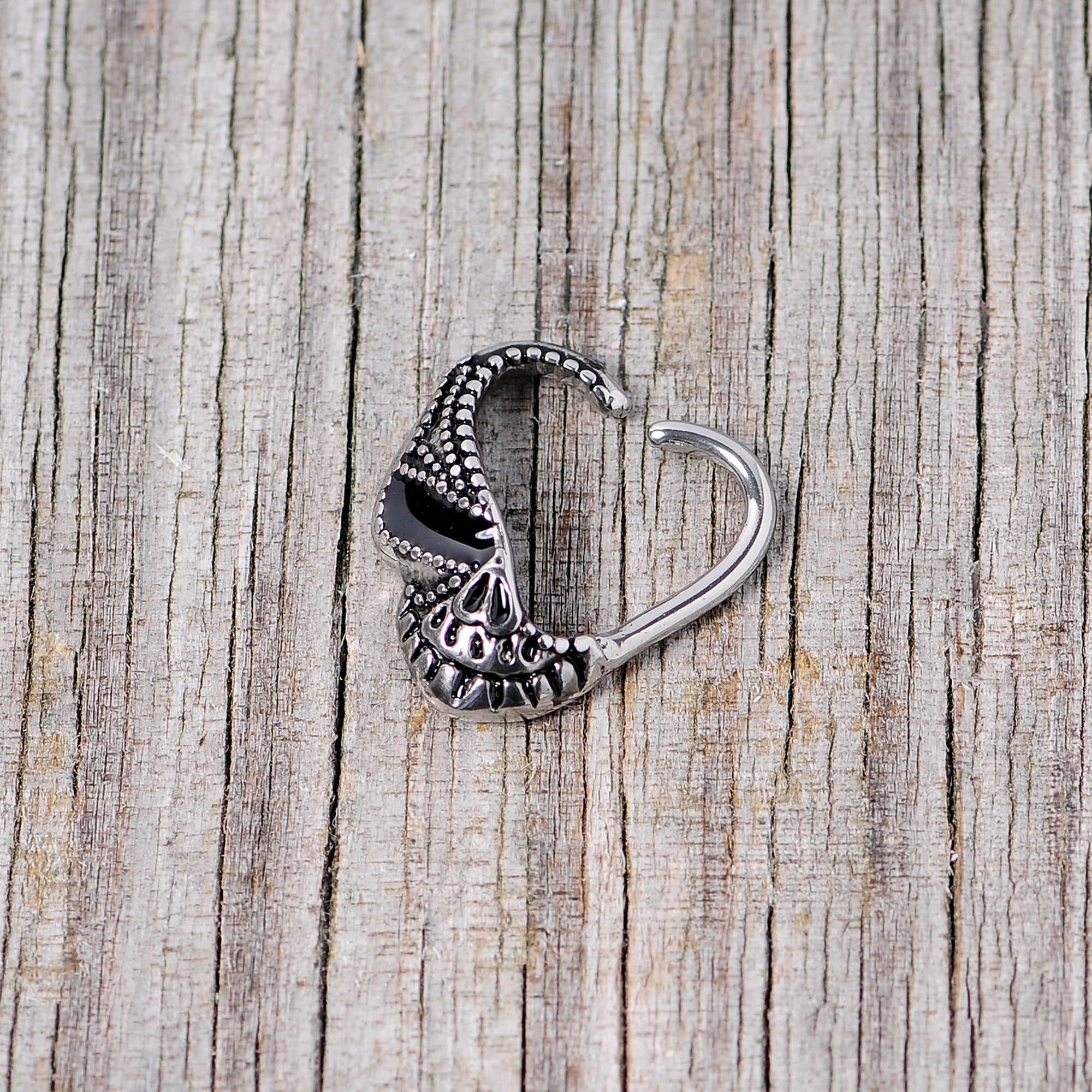 16G 3/8 Skull Halloween Right Heart Closure Ring