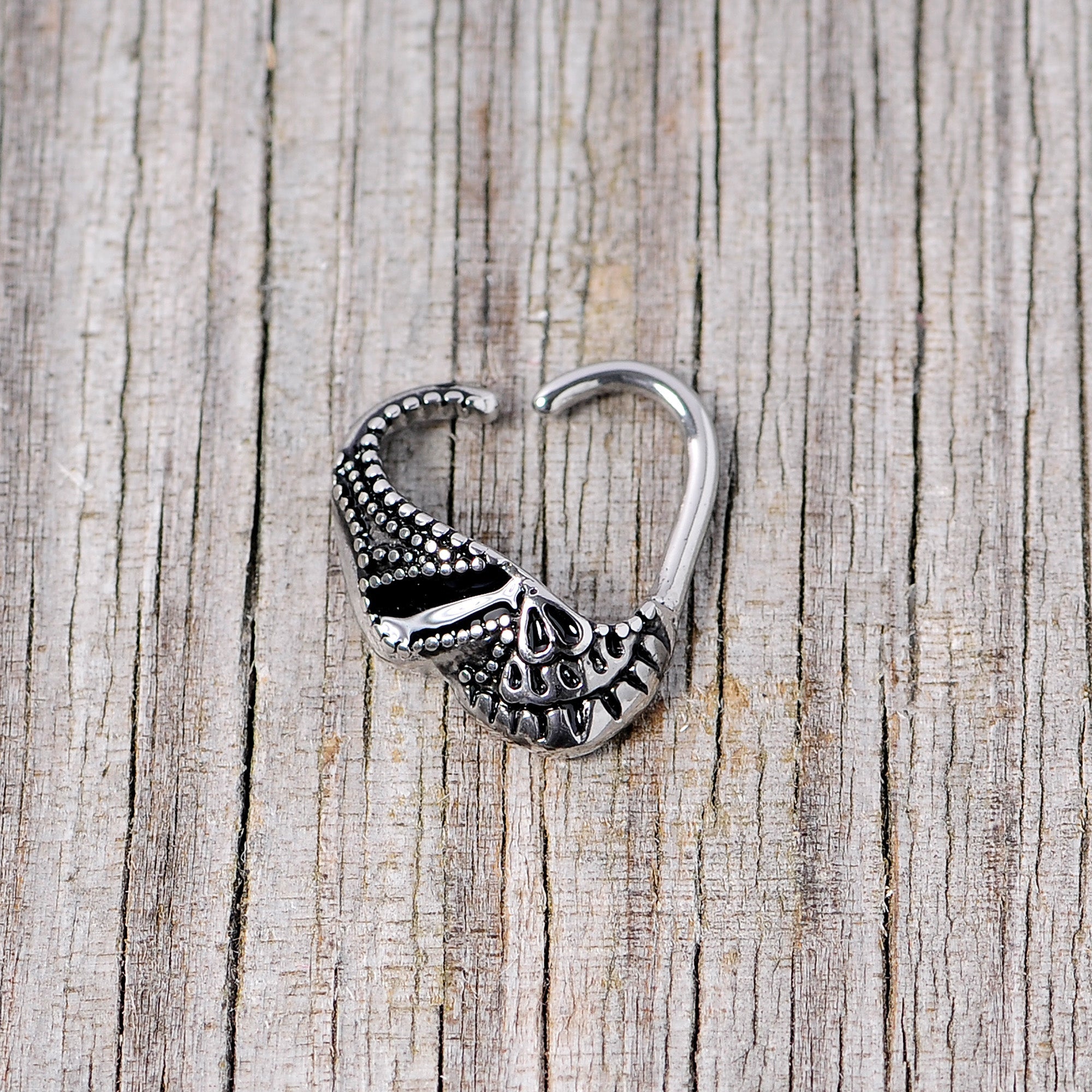 16G 3/8 Skull Halloween Right Heart Closure Ring