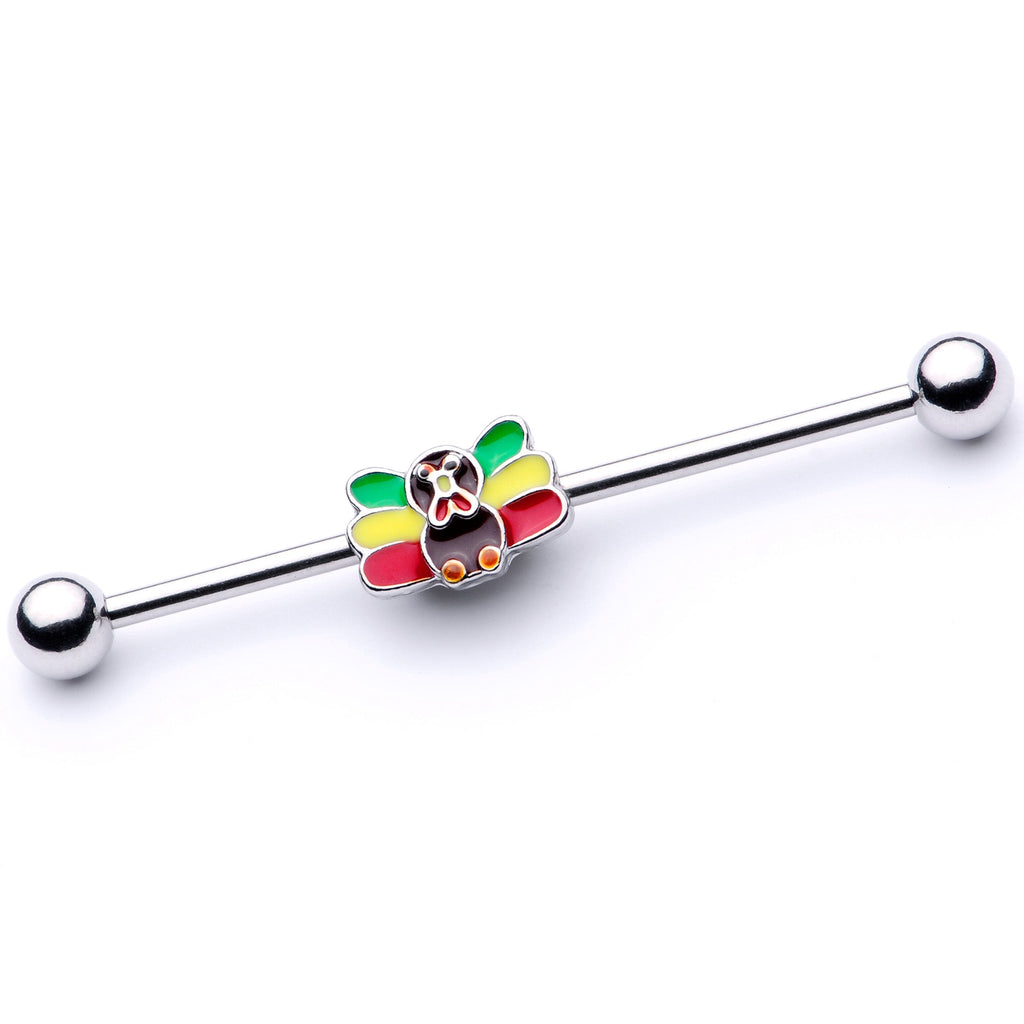 14G Rasta Turkey Thanksgiving Industrial Barbell 38mm