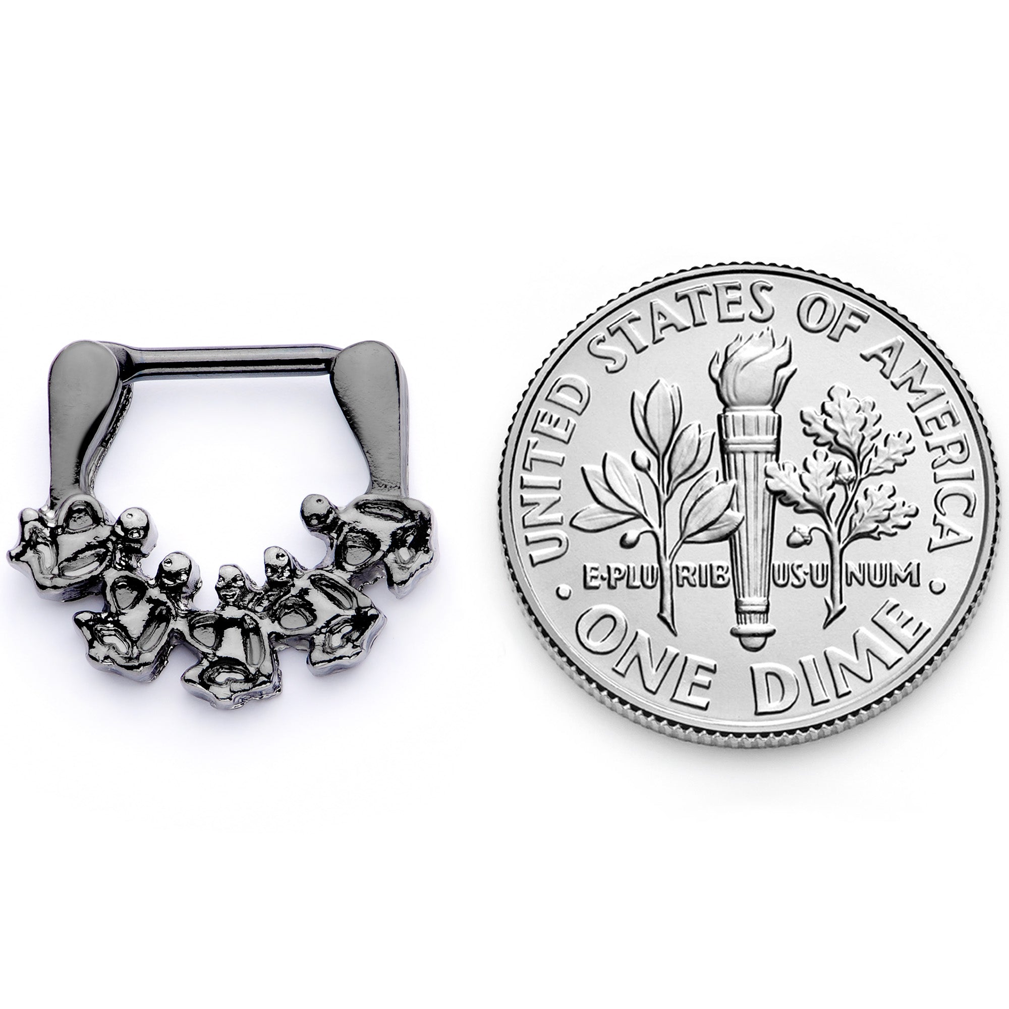16G 5/16 Black Scary Skeletons Halloween Septum Clicker