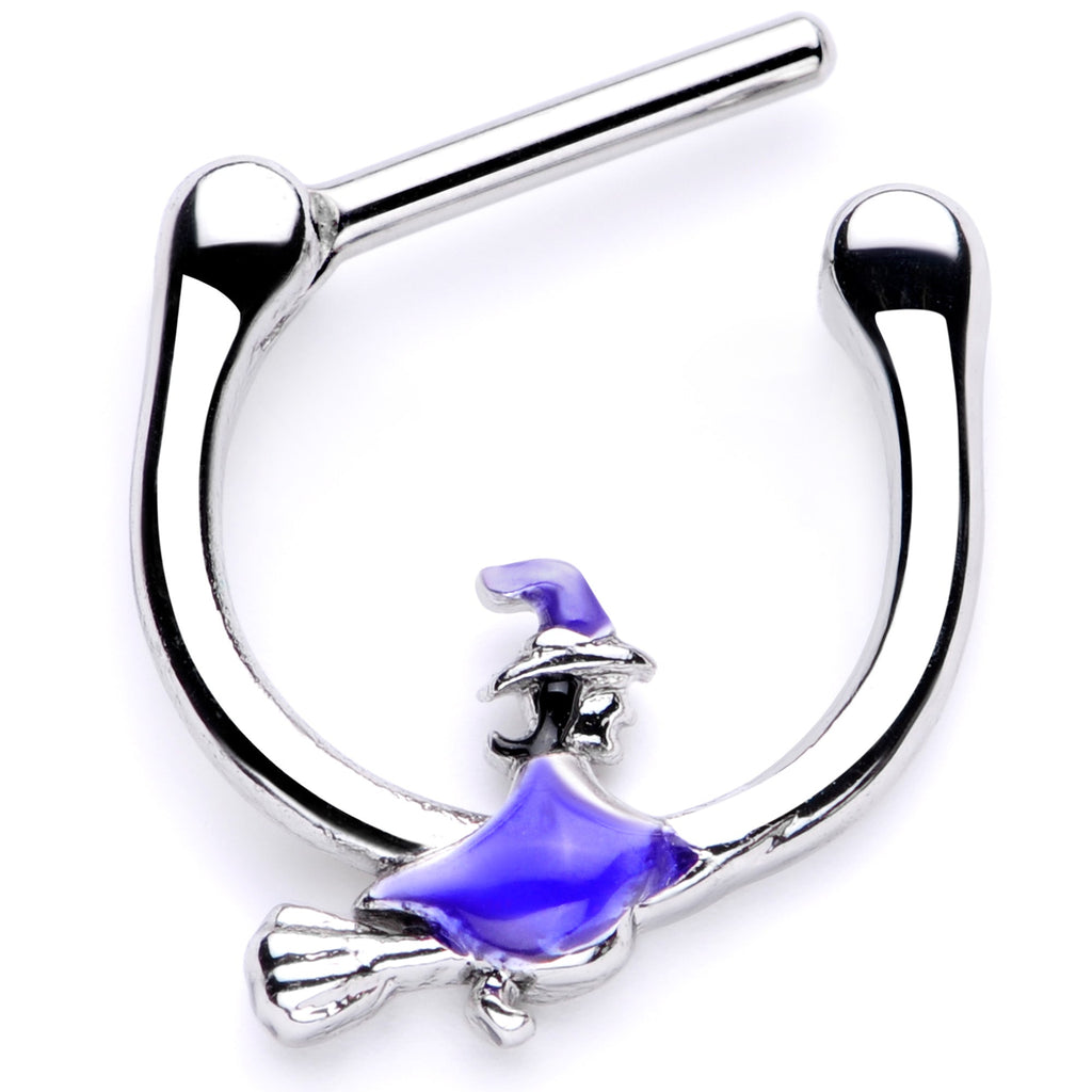 16G 5/16 Blue Spooky Witch Halloween Septum Clicker