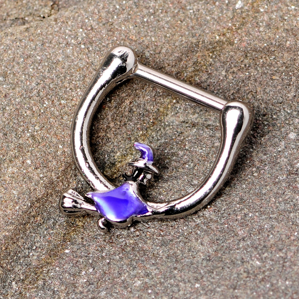 16G 5/16 Blue Spooky Witch Halloween Septum Clicker