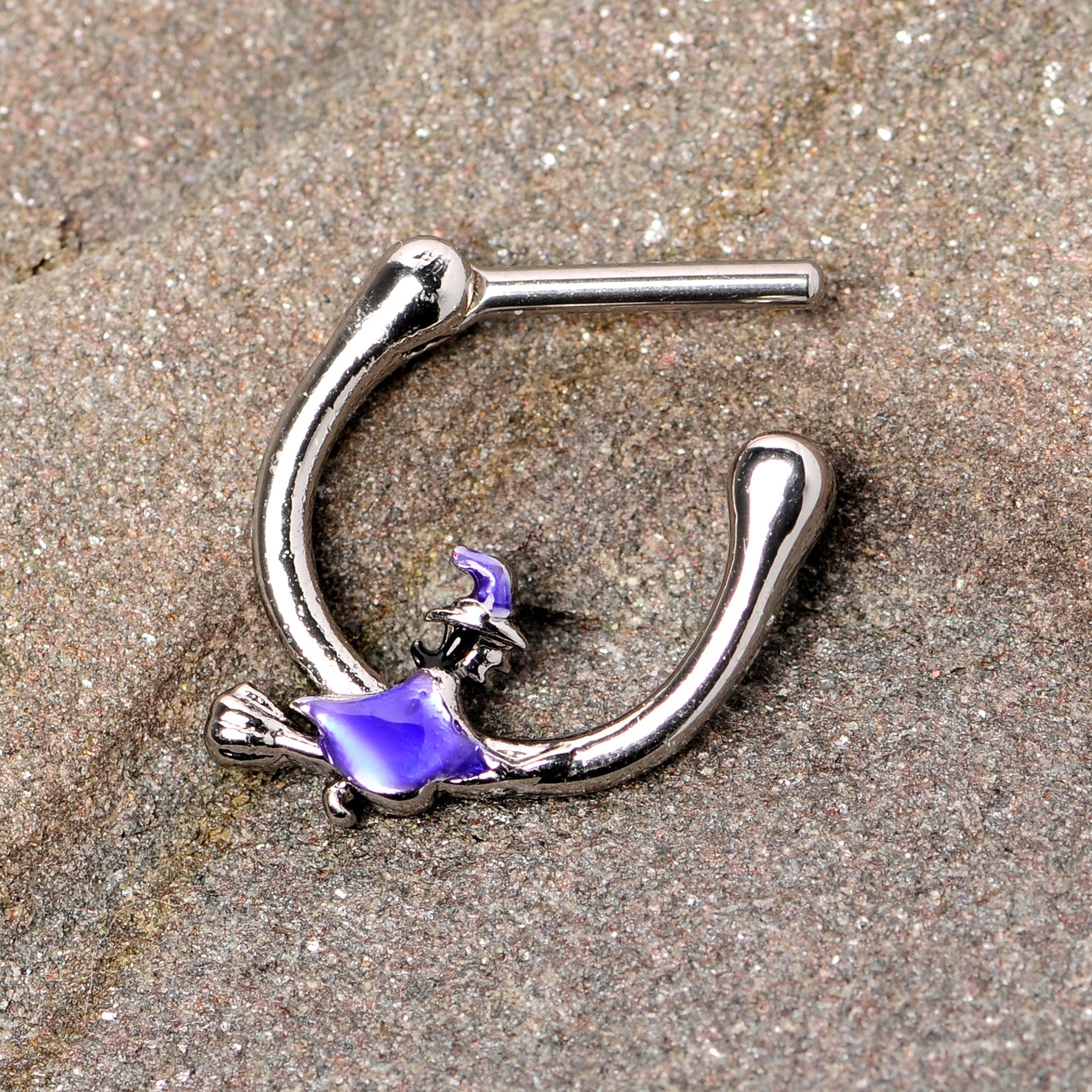 16G 5/16 Blue Spooky Witch Halloween Septum Clicker