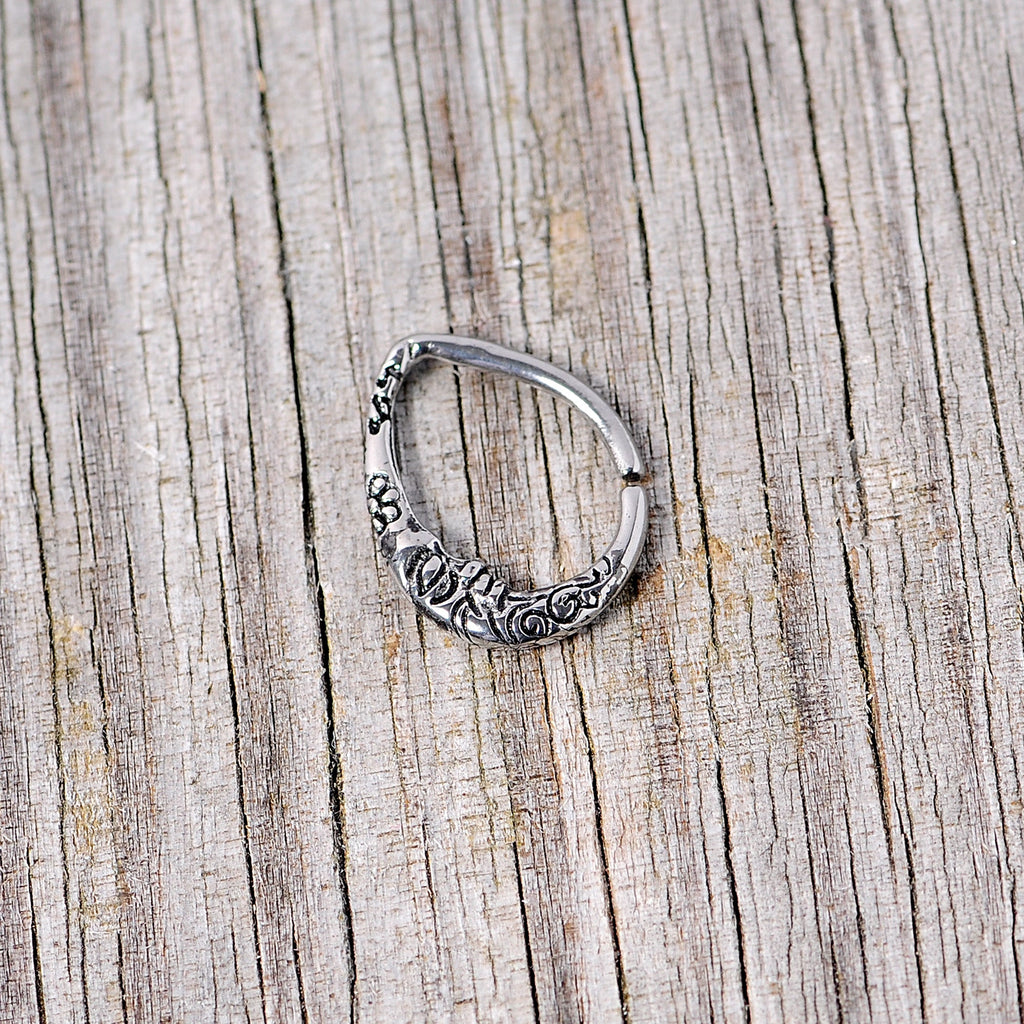 16G 3/8 Man in the Crescent Moon Teardrop Right Ear Closure Ring
