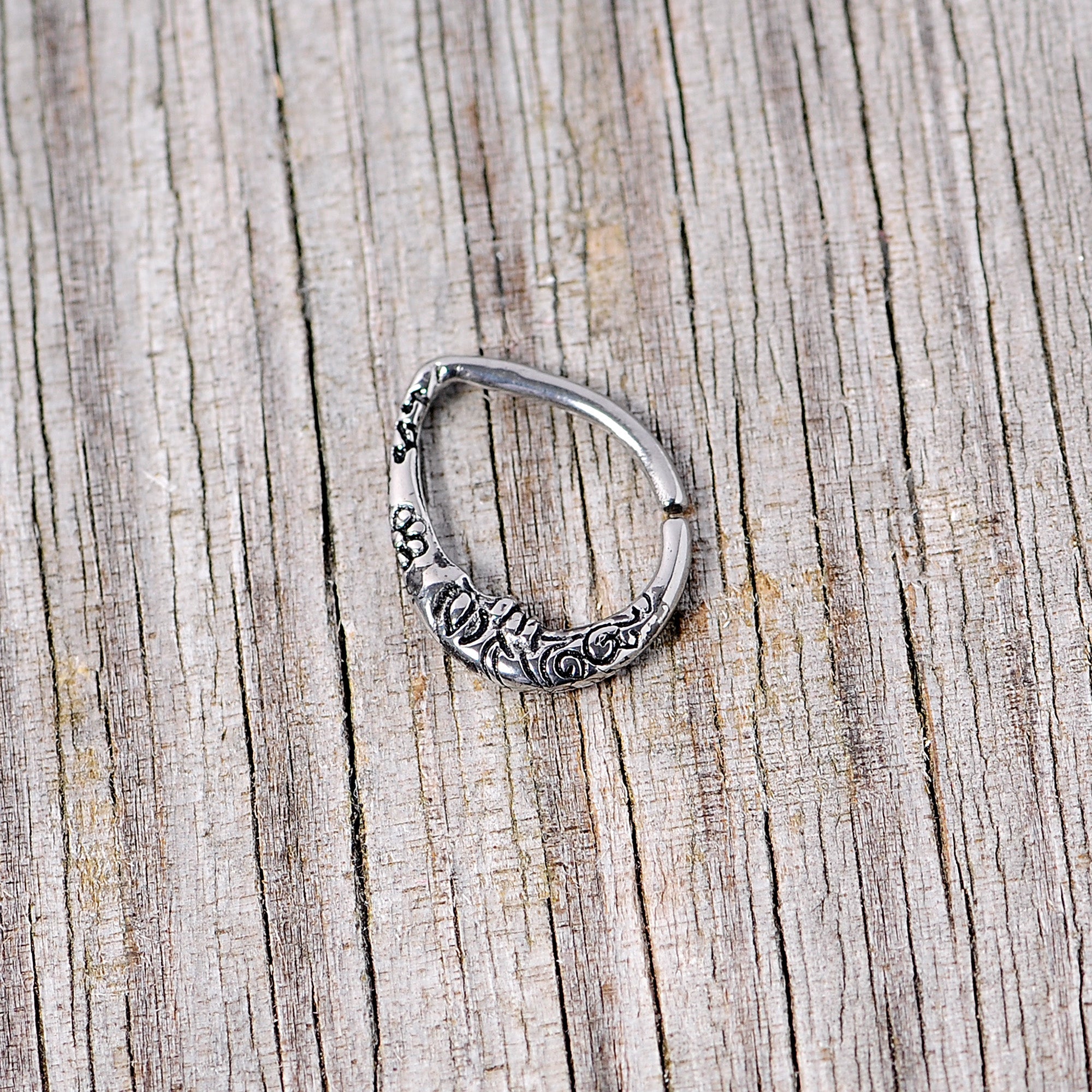 16G 3/8 Man in the Crescent Moon Teardrop Right Ear Closure Ring