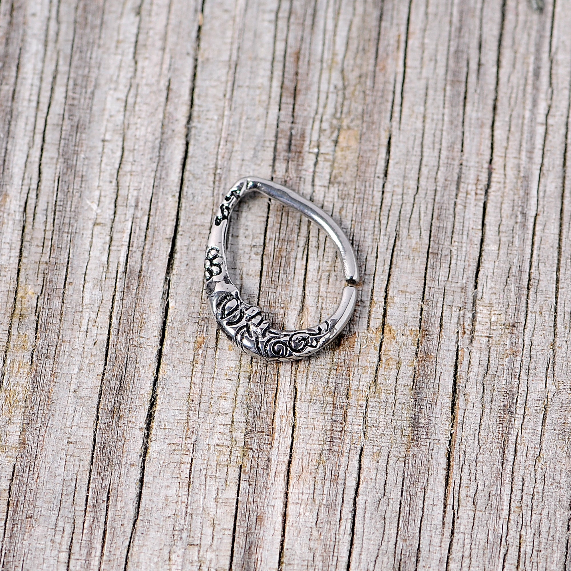 16G 3/8 Man in the Crescent Moon Teardrop Right Ear Closure Ring