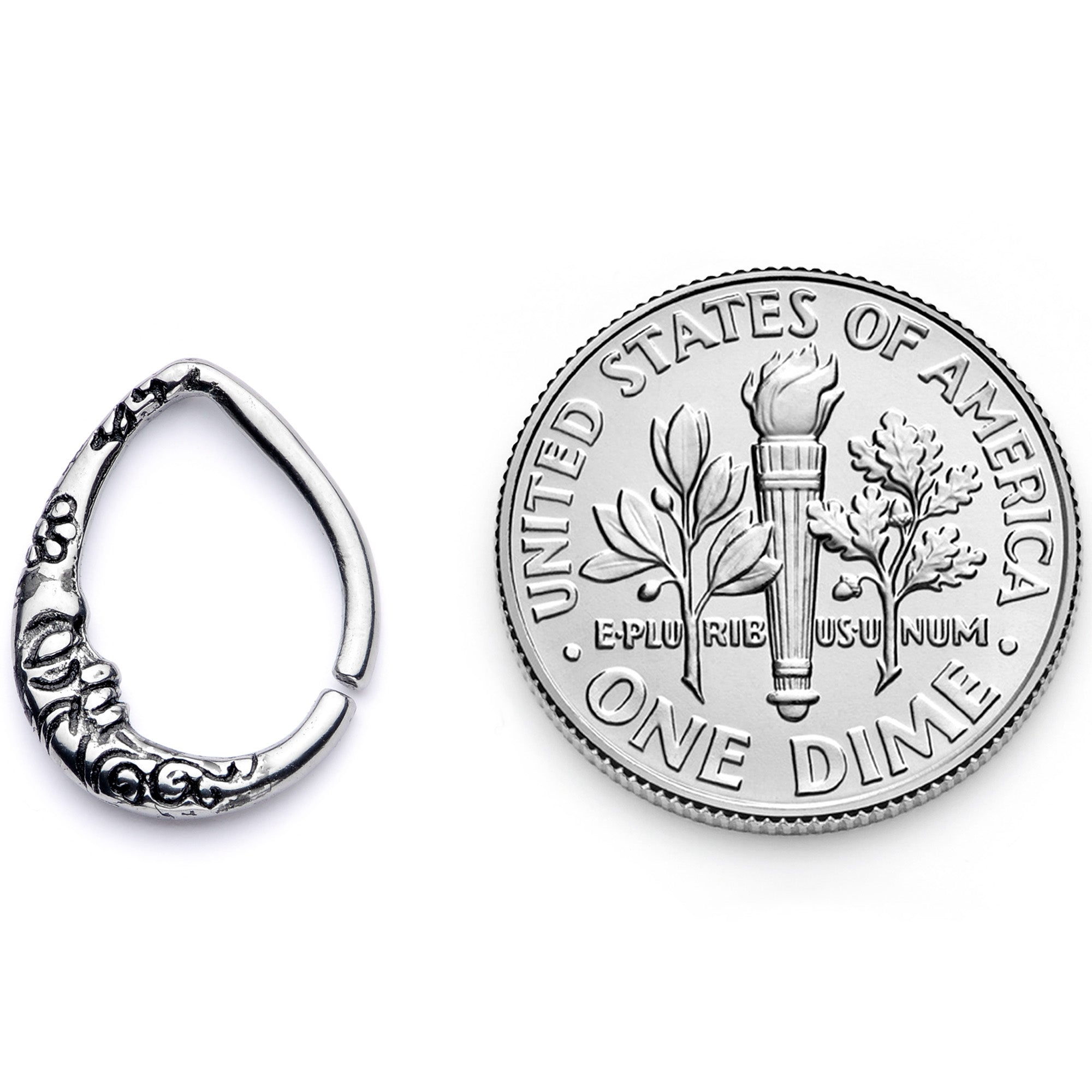 16G 3/8 Man in the Crescent Moon Teardrop Right Ear Closure Ring