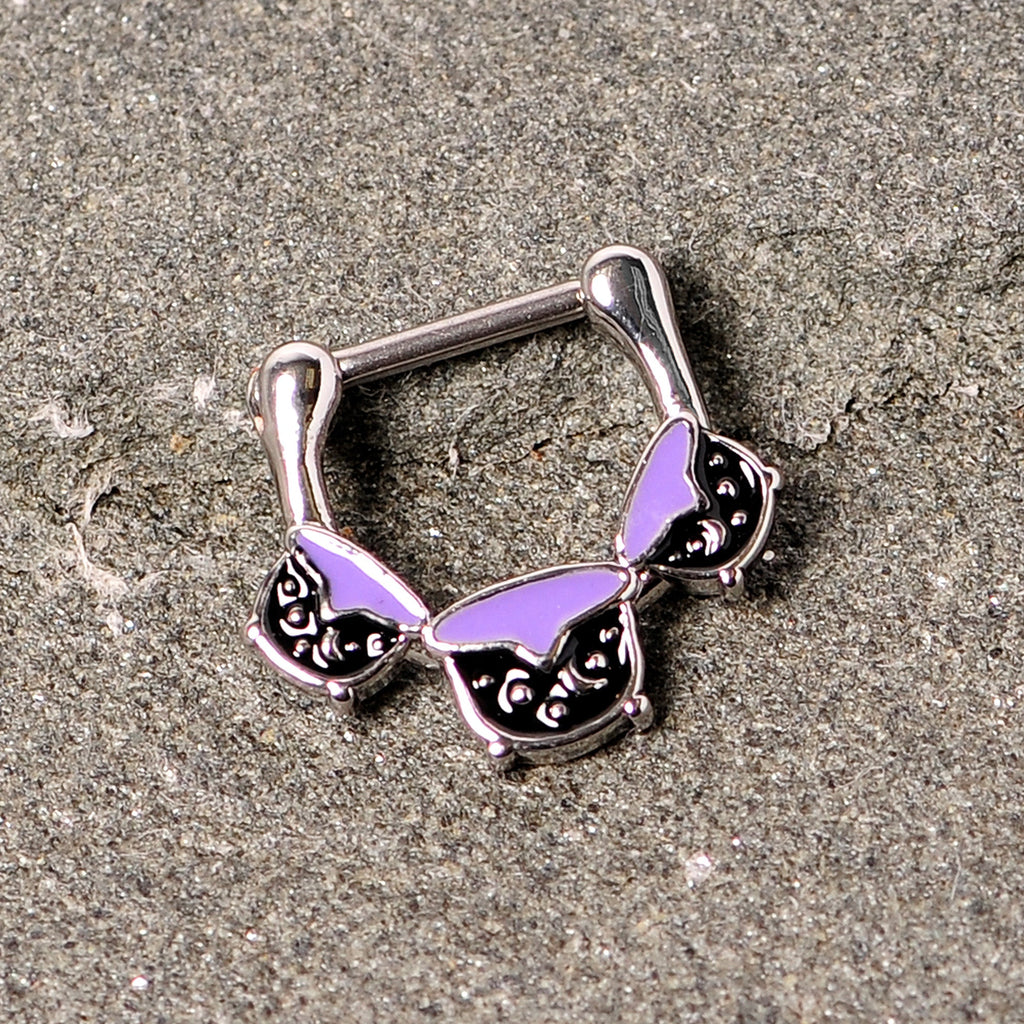 16G 3/8 Black Purple Cauldron Halloween Cartilage Clicker