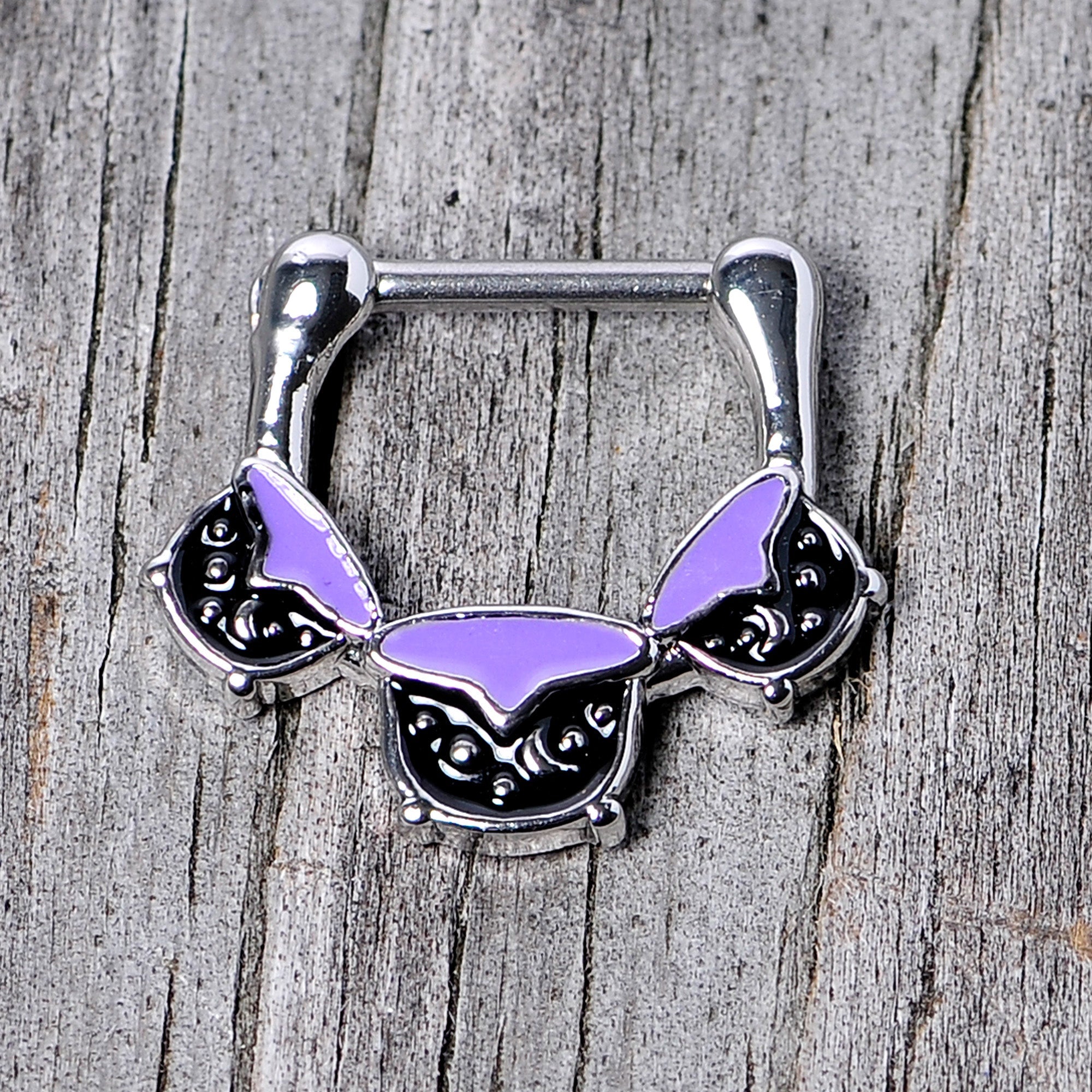 16G 3/8 Black Purple Cauldron Halloween Cartilage Clicker